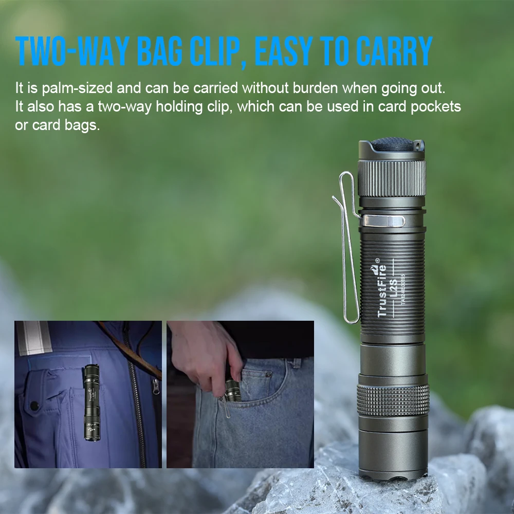 TrustFire L2S Tactical flashlight 1050Lumens IPX6 Waterproof 14500 USB C Potable Torch Flashlight