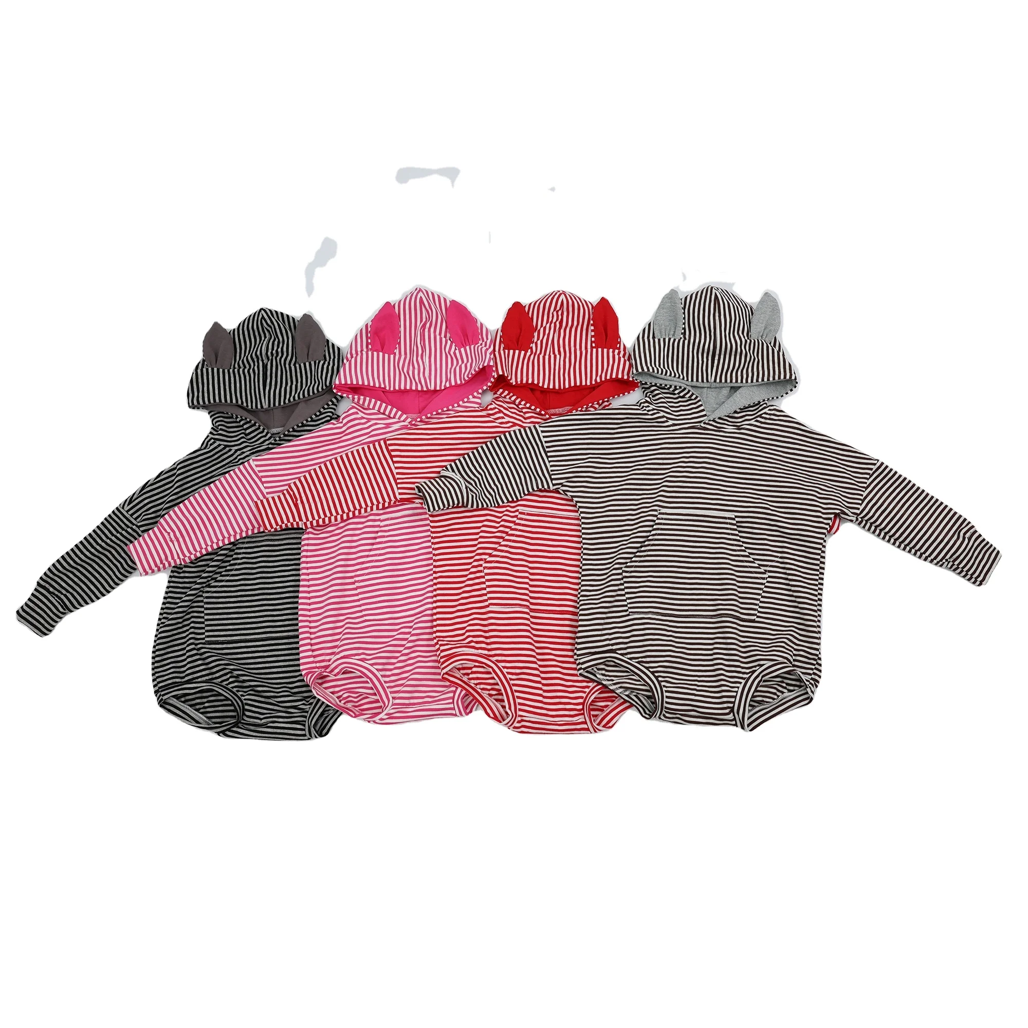 Qingli OEM New Arrival Baby Girl Custom Multi Color Cotton Stripe Rabbit Bubble Romper