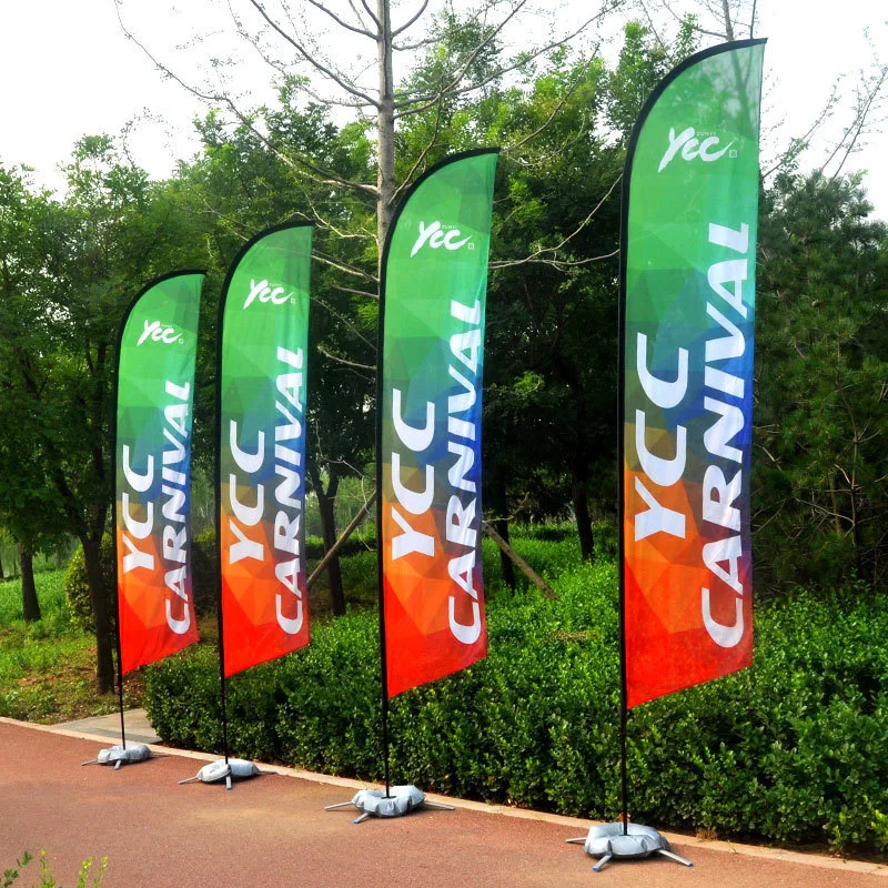Free Samples Custom Print Soccer Roadside Outdoor Promotional Solid Orange Advertising Flying Banners Feather Flag