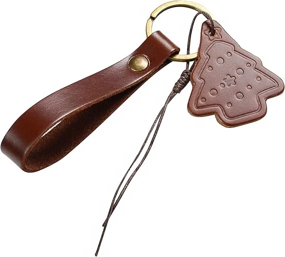 Wholesale Luxury Christmas Customized PU Leather Keychain Car Keyring Metal keychain accessories