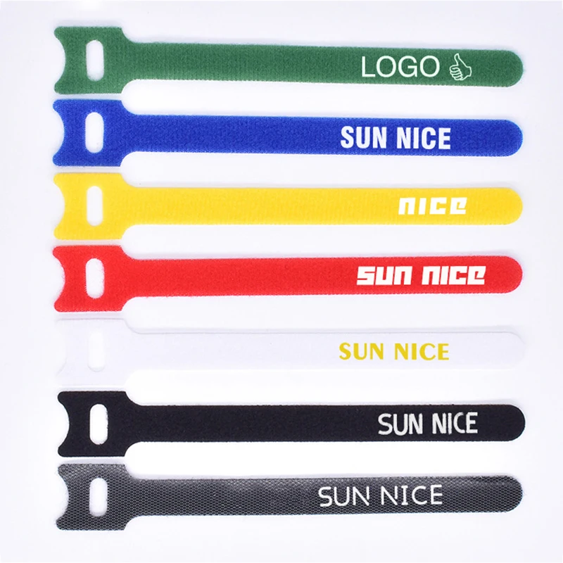 Colorful Easy Wrapping USB Cable Tie Hook And Loop Fastening Strap with Custom Print