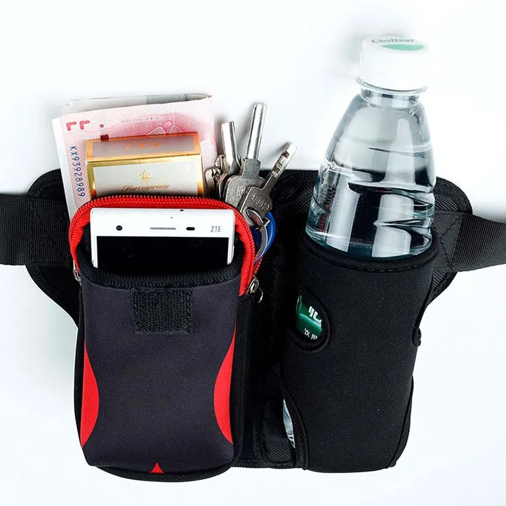 new design popular neoprene water bottle waist bag for iphone