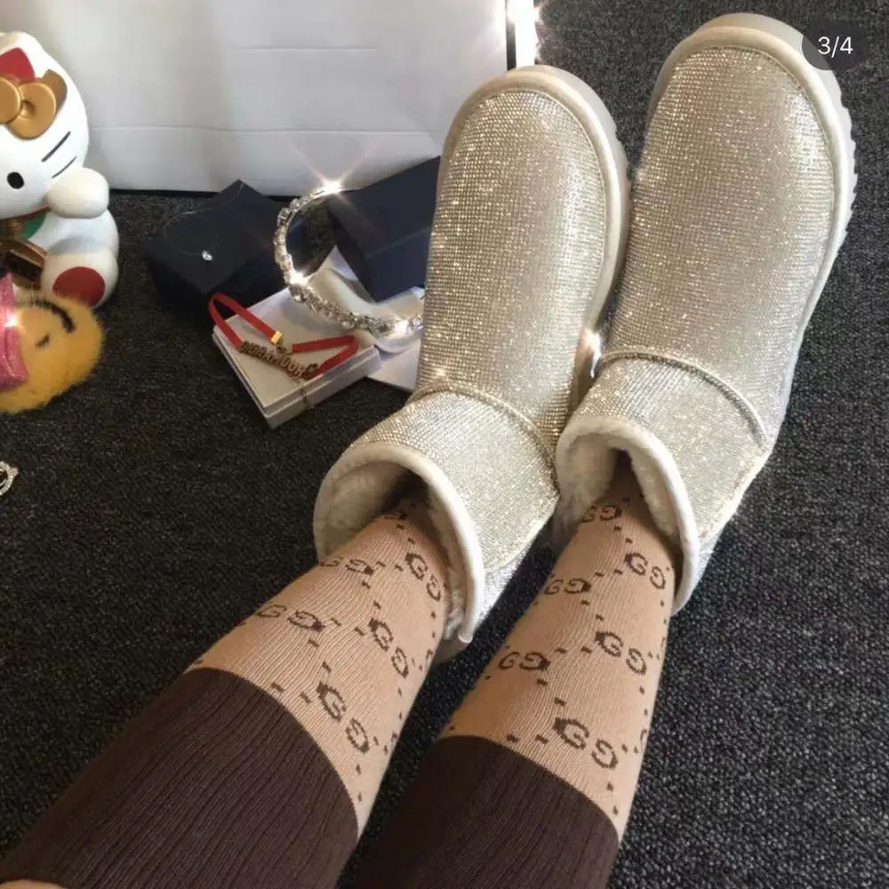 USA hot selling and high quality fashion glitter women boots sparkle ladies snow boots