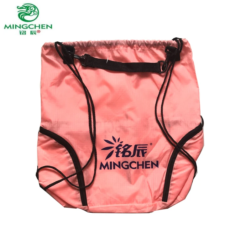 simple polyester 210T 210D oxford fabric durable drawstring backpack with handle and pockets