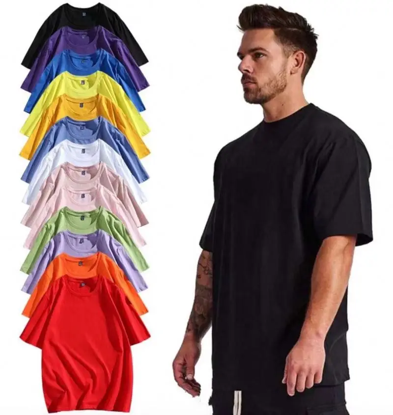 200g Low MOQ black cotton t-shirt Ebay hot selling oversized tshirt 100% cotton with high sales