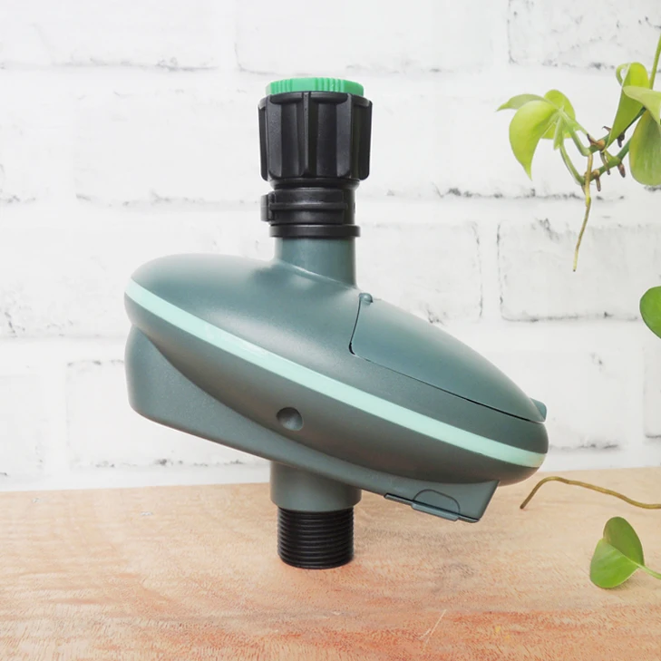 Factory automatic waterproof IP44 intelligent serviceable green UFO shape plastic water timer for garden hose