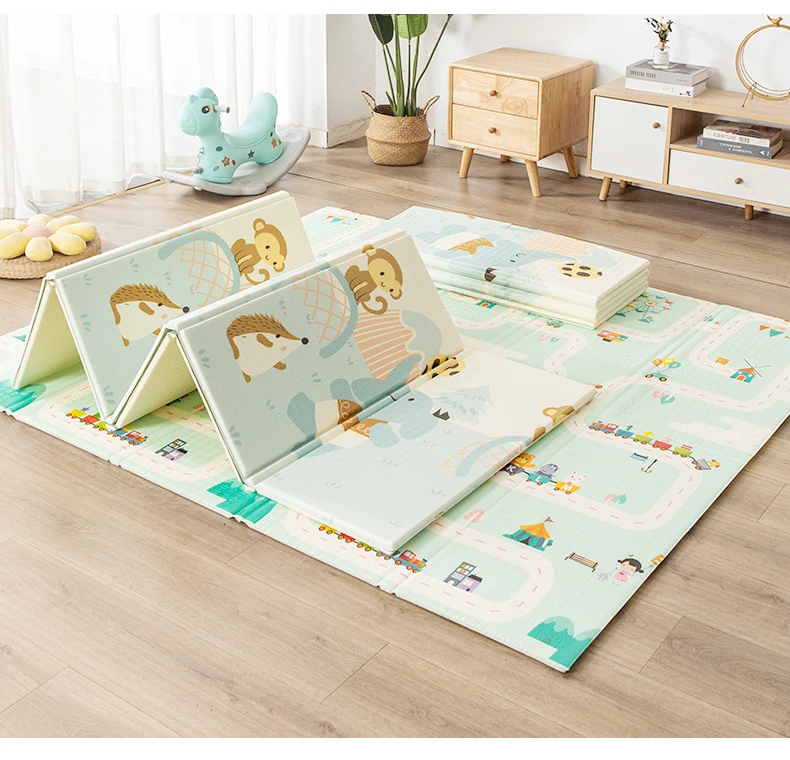 Double sided pattern xpe baby play mat Indoor anti fall foam games mats for kids