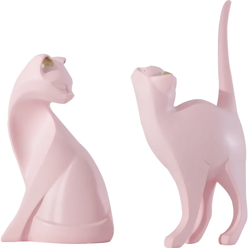 Girl Heart Pink Cat Resin Decoration Living Room Home Decoration Wedding Creative Gift
