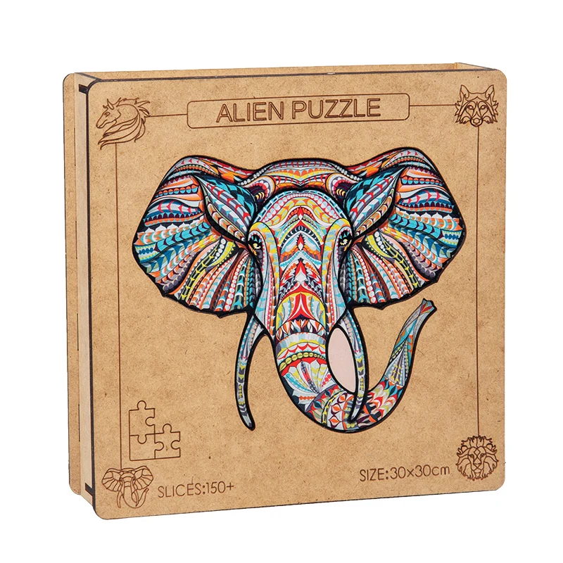 Wooden Puzzle Jigsaw for Adults and Kids Unique Shape Jigsaw Pieces Animals Puzzle Play Indoor Gift
