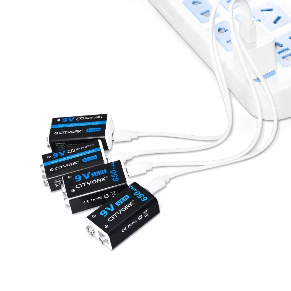 Cityork 1pcs mirco usb 9v lithium ion battery 650mah 6f22 9v rechargeable battery usb li ion battery 9v charge