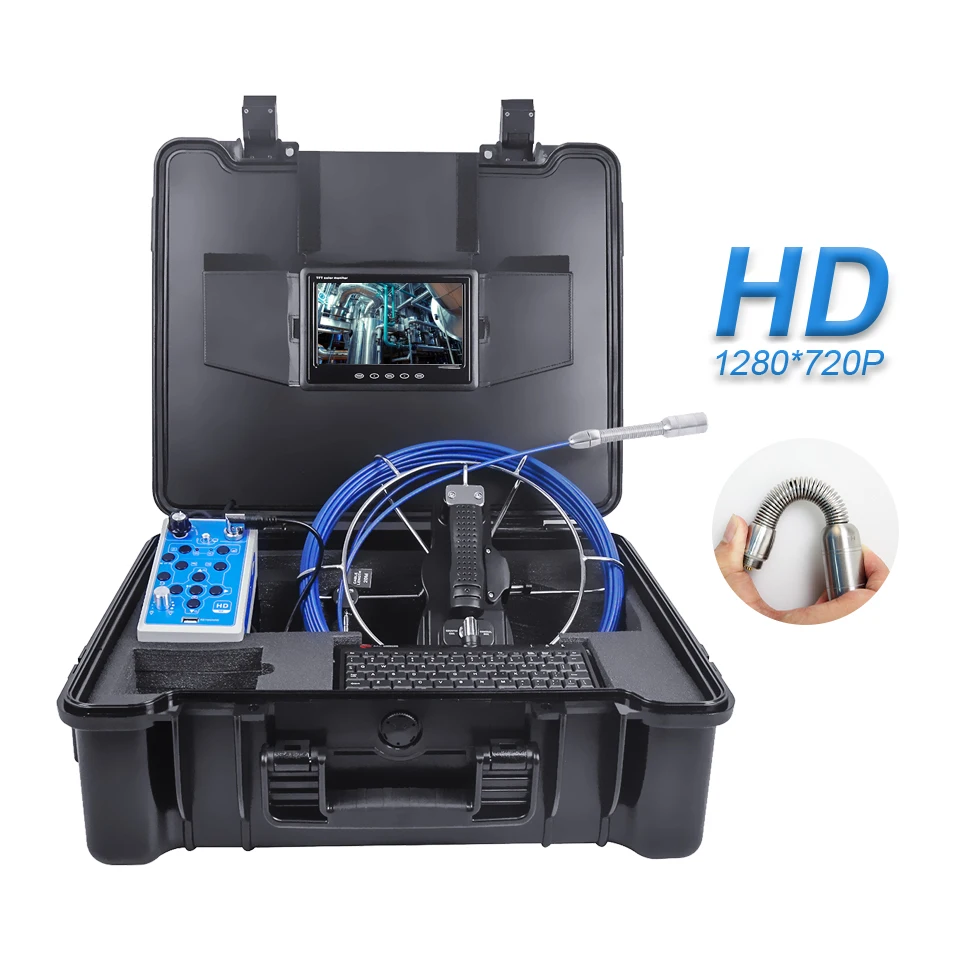 HD 23MM Camera Head 30M Cable 7' TFT Monitor CCTV Video Sewer Drain Pipe Inspection Camera For Underground Pipeline Inspection