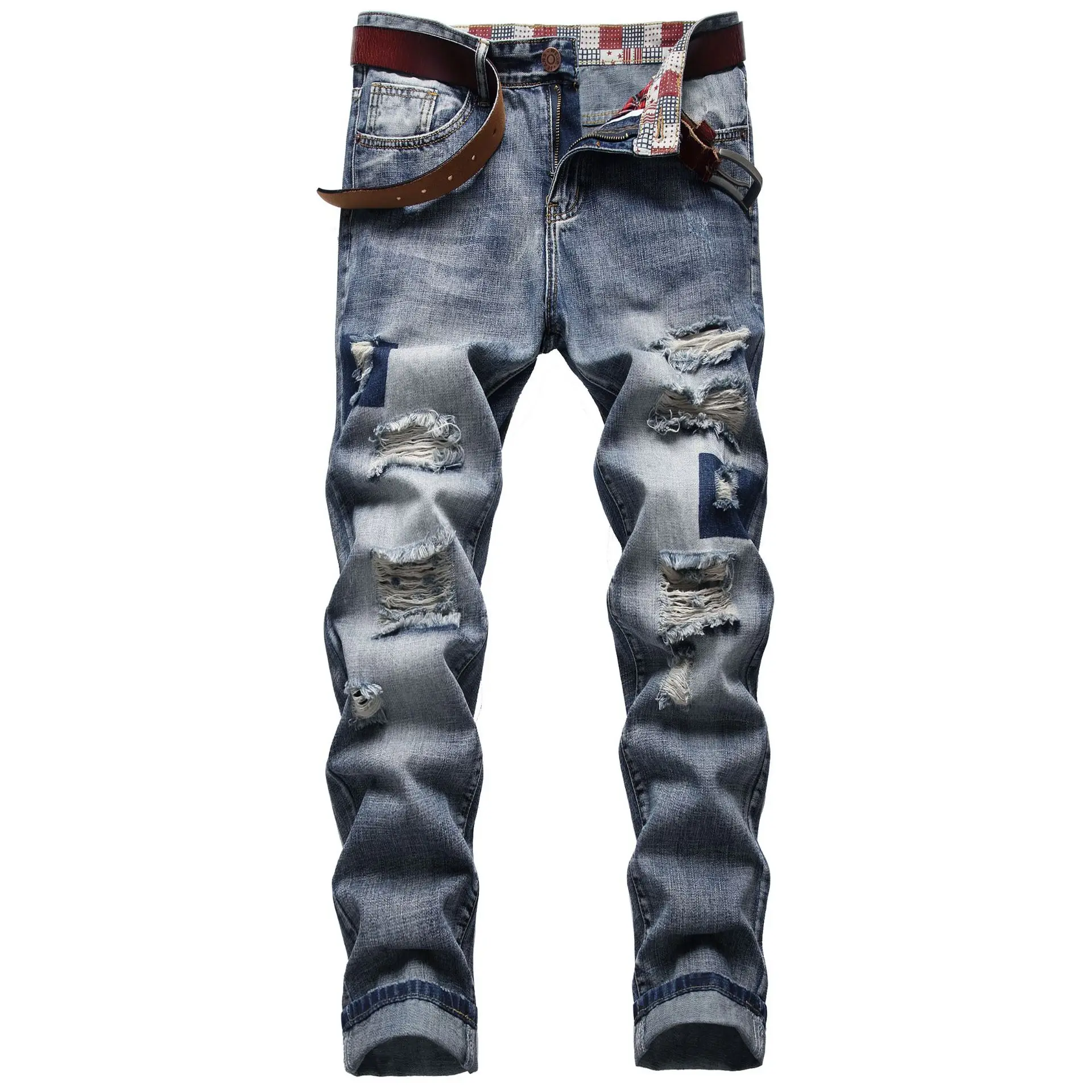 2022 wholesale custom stylish hombre baggy  he-man pantalones ripped denim pant men jeans for men