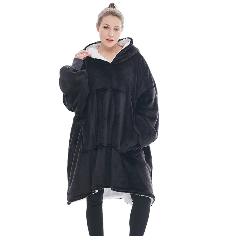 Winter Cozy Warm Hooded Blanket Hoodie Sweater Oversize Wearable Sweatshirt Blankets