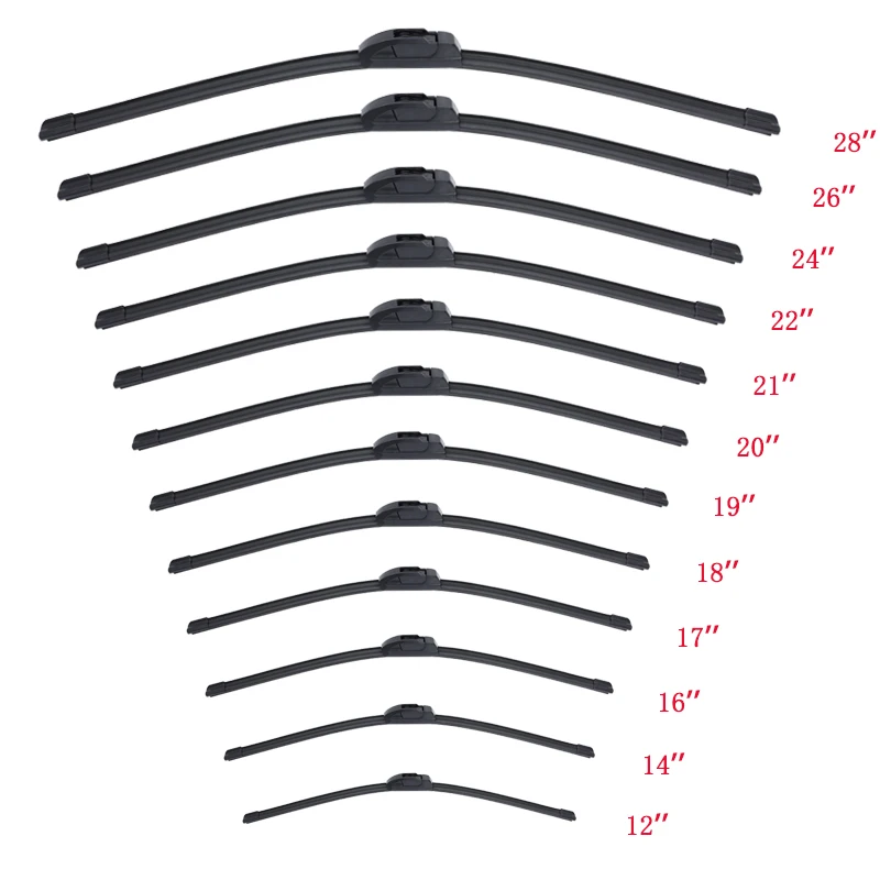 HUOYE All Season Car Accessories Auto Parts Universal Car Wiper Blade J-Hook Soft Frameless Rubber Car Windshield Wipers