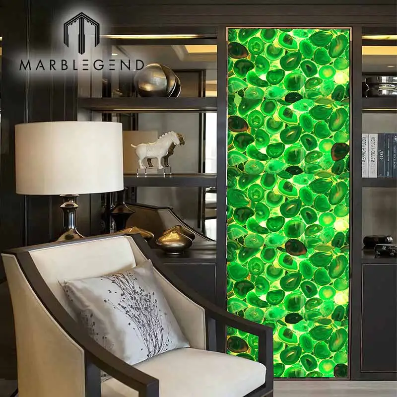 Натуральный драгоценный камень зеленый агат панель с подсветкой цветные стены панели Агат Камень Хрустальная стеновая панель