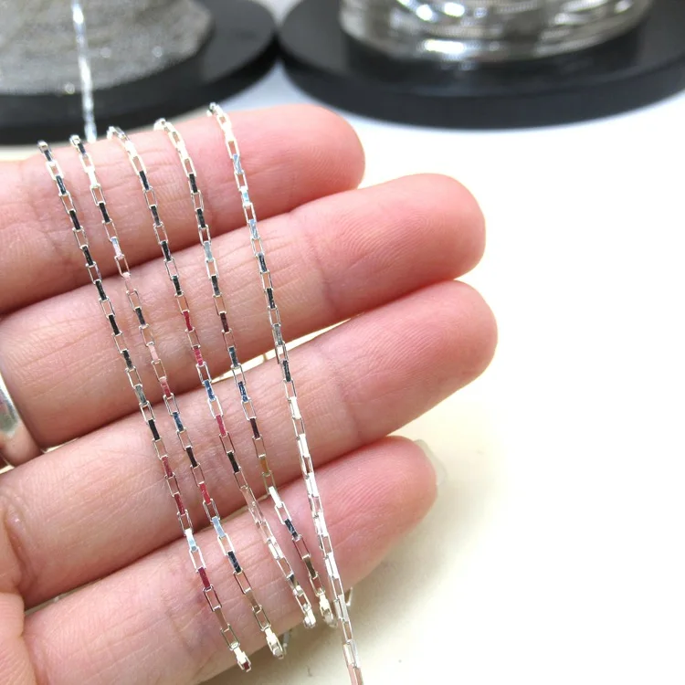 925 Sterling Silver Venetian Link Chain Open Box Chain For Women Necklace Jewelry Making