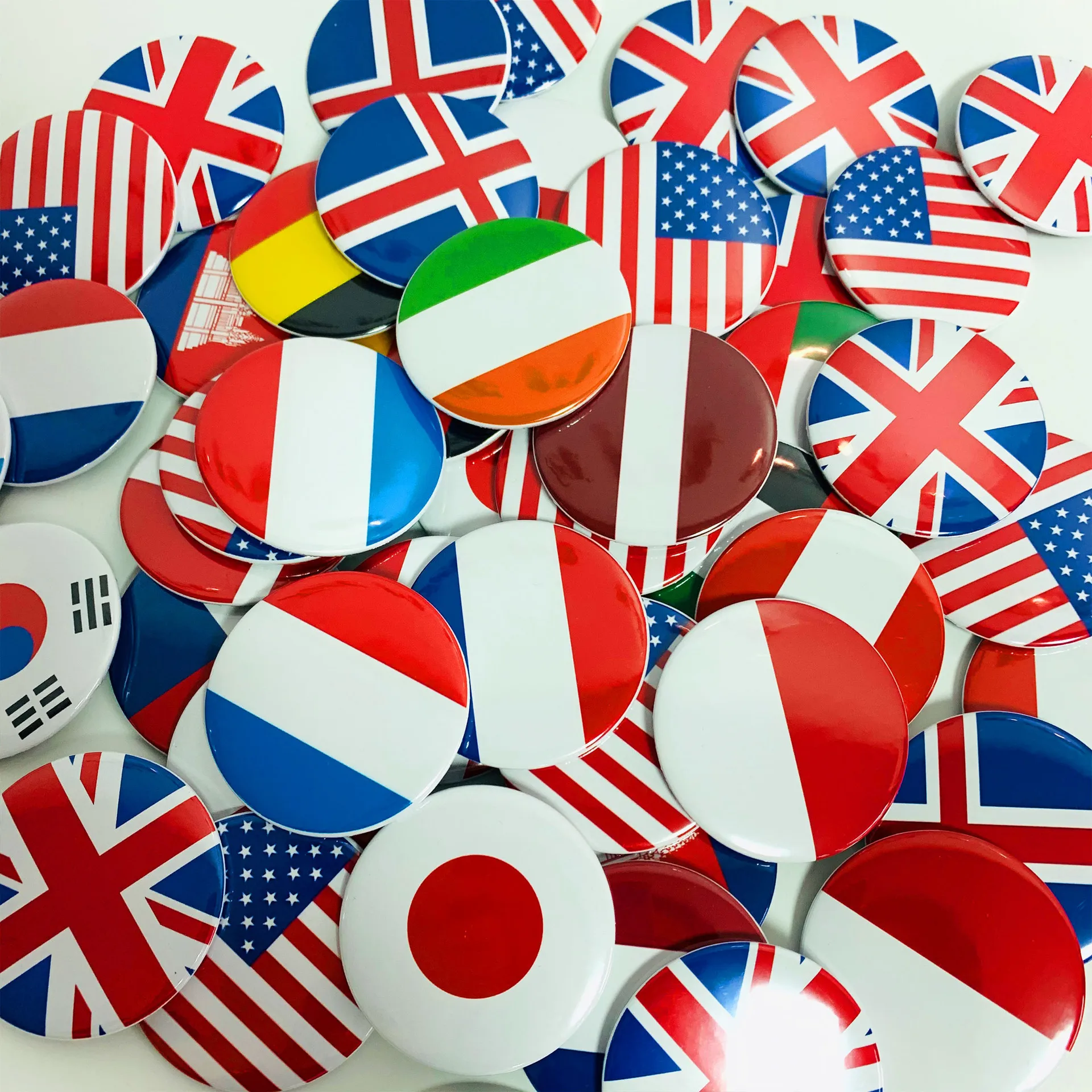 Custom Logo Metal Badge Maker 58mm Round National Flag Tin Pins Badge