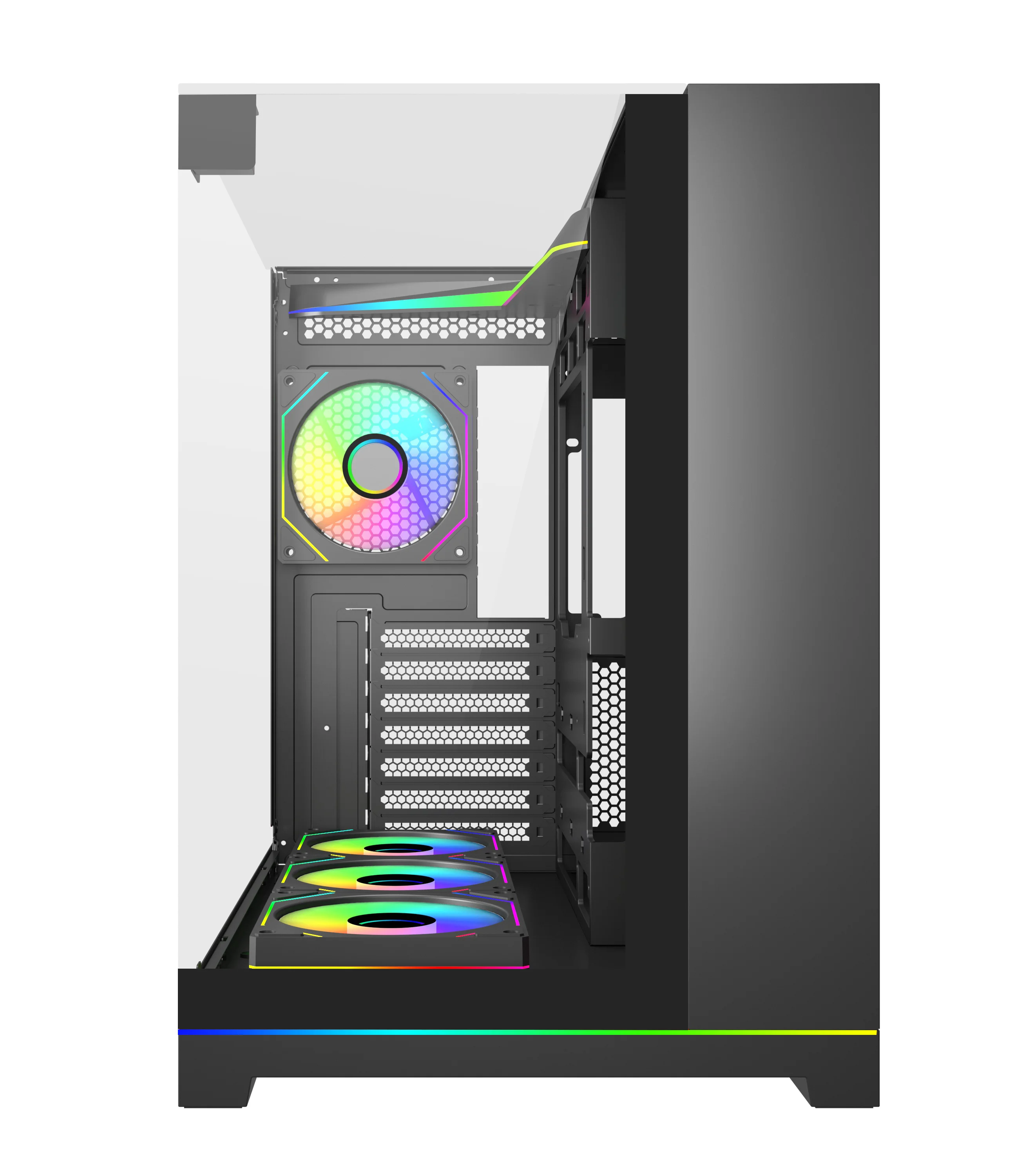 New Design 360mm Radiator PC Computer Cases Towers Three Sided Glass Gaming Case Pc Casing Gamer Cabinet With Light strip