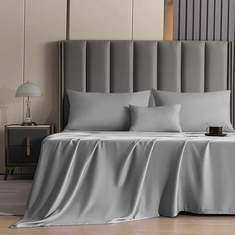Summer Bedding Home Textile Bamboo FIber Bedding Sheet Sets Tencel Super KIng Size 260*280cm Cool Soft Linens Morden Solid