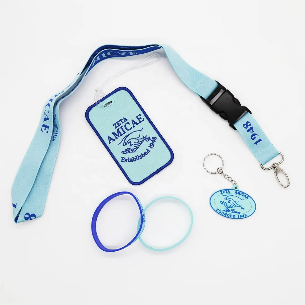 All Groups ZETA AMICAE Sorority Gifts Lanyard Keychain Bracelet Promotional Gifts Sets For Teens