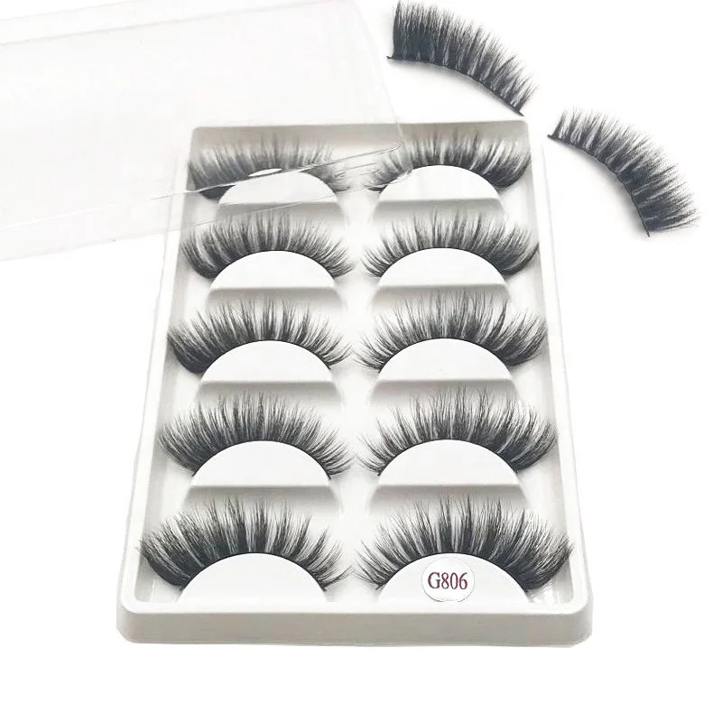 5Pair Thick Faux Mink Hair Eyelashes Natural False Eyelashes Volume Lashes Artificial Eyelashes Extensions G Series