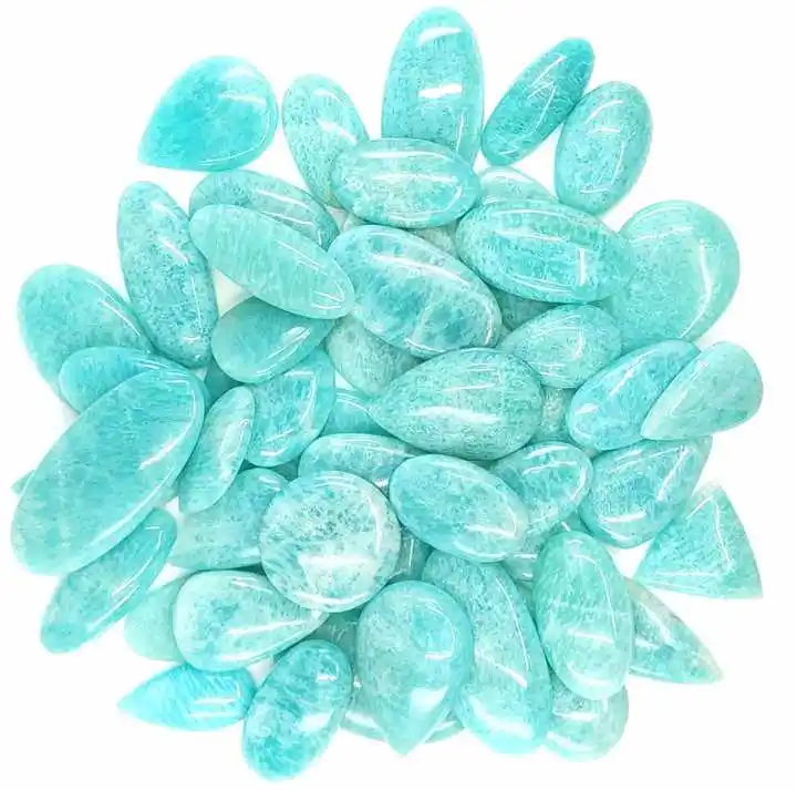 Natural Amazonite Gemstone Cabochon Lot Amazonite Gemstone Mix Shape Natural Gemstone Cabochon For Jewelry Pendant Making
