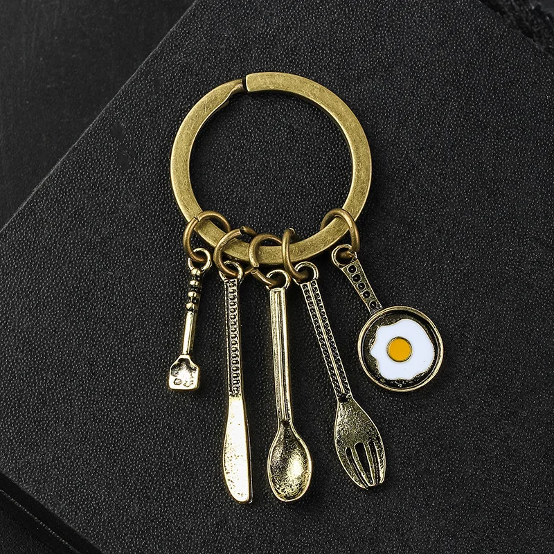 Personalized Accessories Vintage Copper Color Keyring Bag Pendant Kitchen Tools Knife Keychain for Unisex