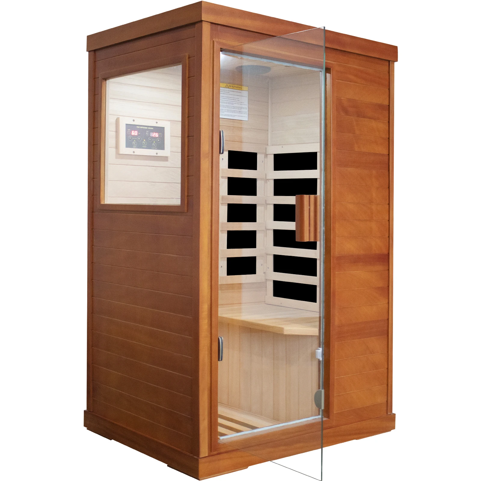mini type far infrared sauna room 800W Number of heating plates:5 20-60 degrees Internal space size:146*85*63cm Mini sauna room