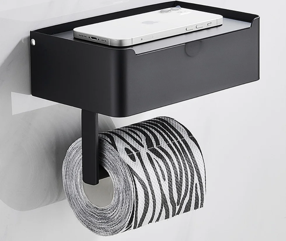 Toilet Paper Holder with Wipess Holder Wall Mounted Adhesive Toilet Paper Storage Bathroom Toilet Paper Holder
