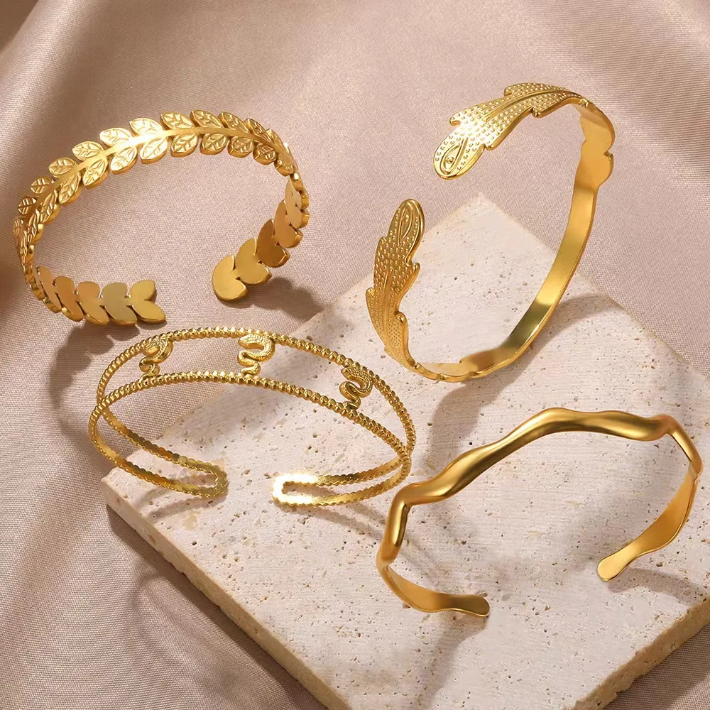 Wholesale Minimalist Jewelry Expandable Stackable Twisted Cable Wire Stainless Steel Cuff Bangle Bracelet