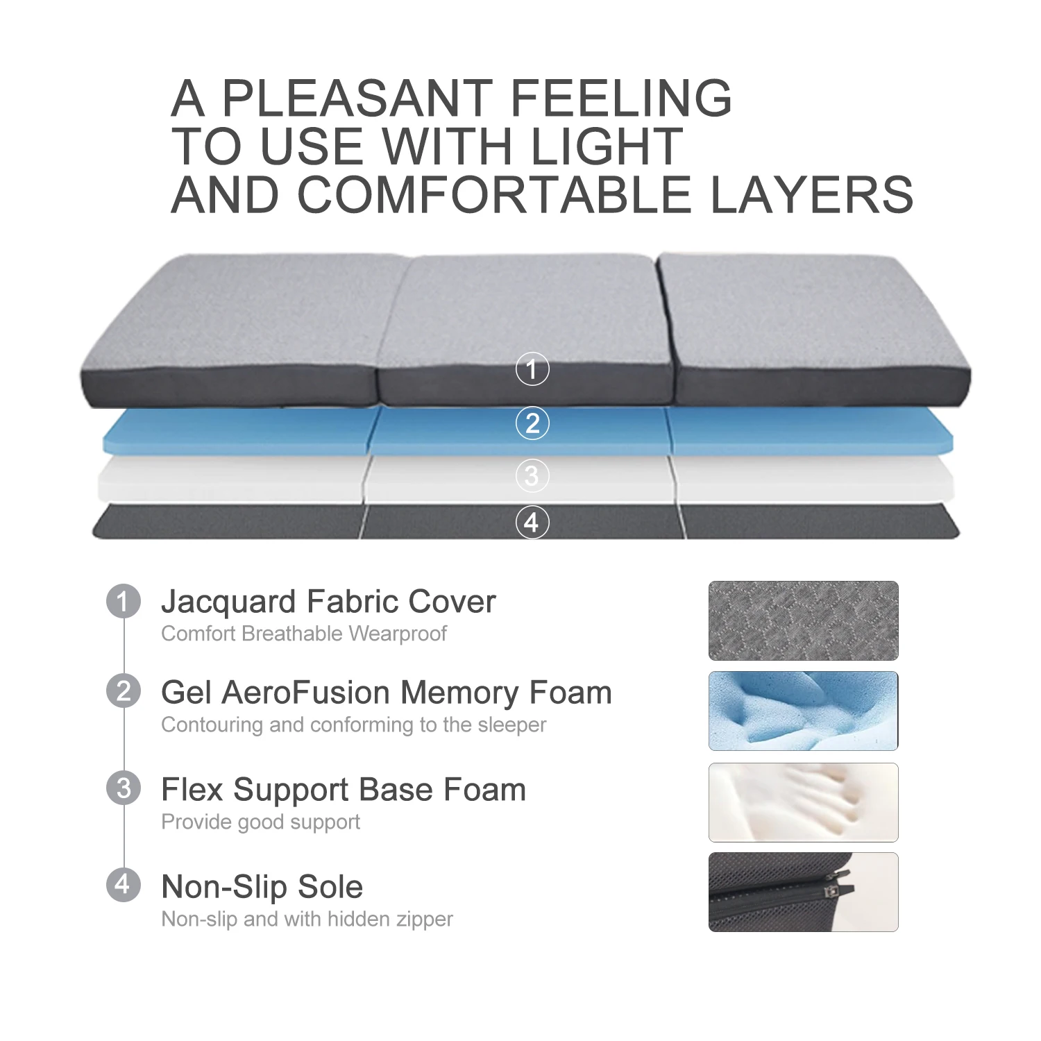 High quality new custom functions Triple fold mattress Multiple colors and styles Triple fold mattress for sleeping and home