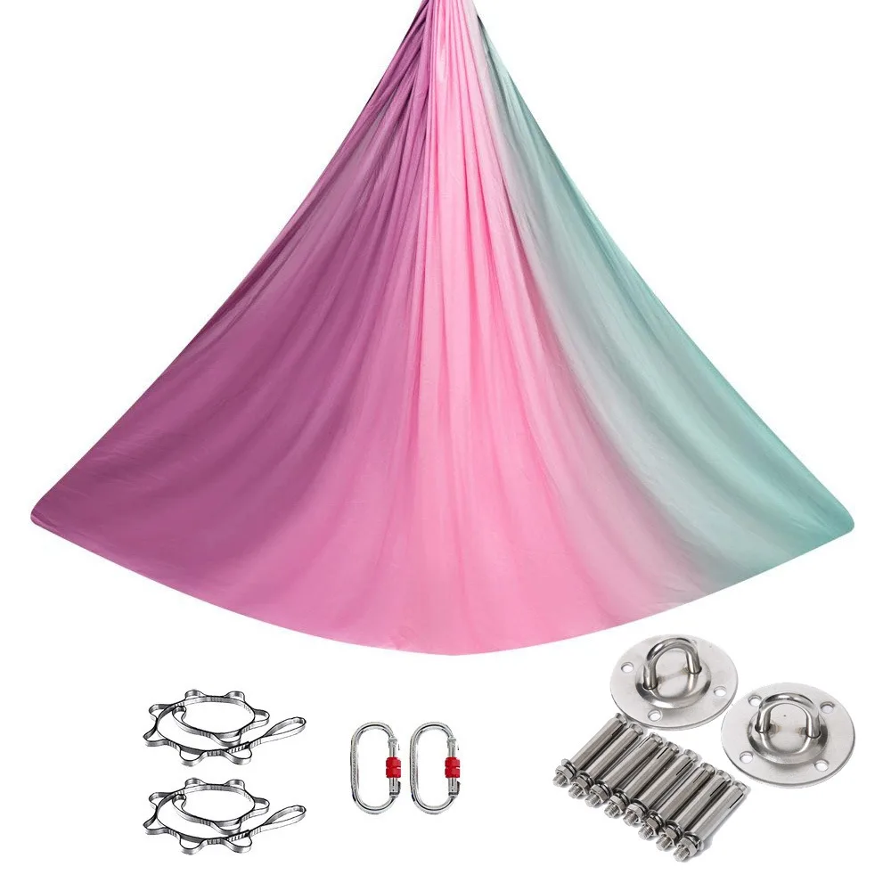 Silk Good Quality Indoor Air Ariel Rope Swing Aerial Yoga Hammock Set With Logo