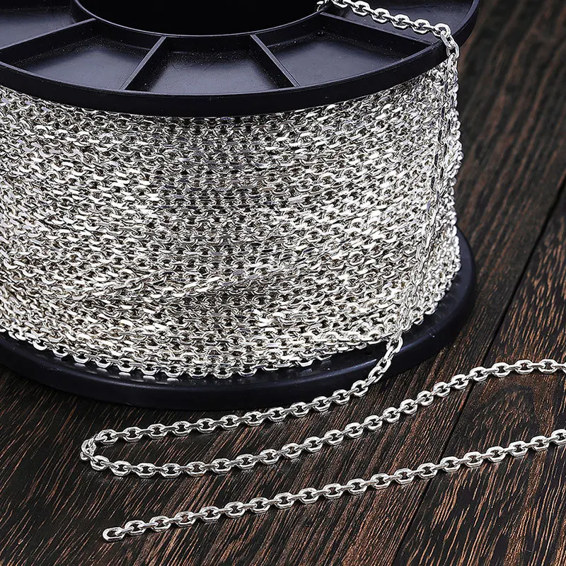 1meter  2-6mm 925 Sterling Silver Diamond Cutting Cross Chain For Women Jewelry Making