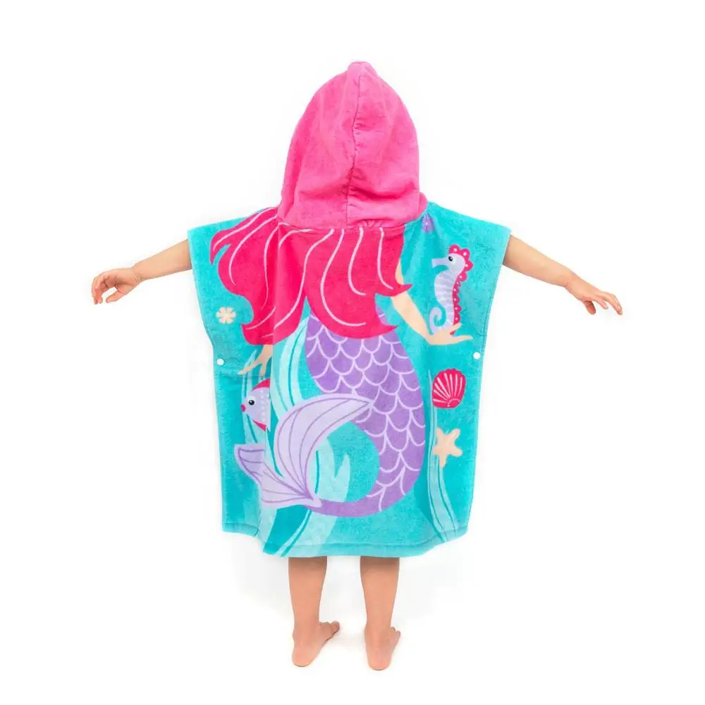 Techcool free sample microfiber animal print child hooded beach towel