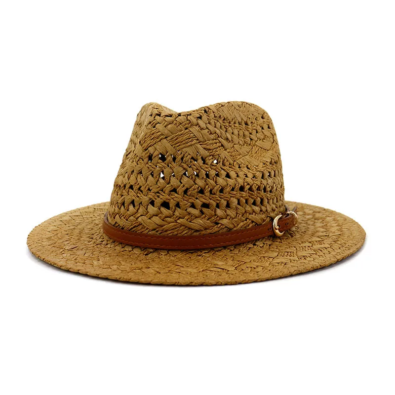 Designer Handmade Woven Jazz Straw Hats Spring Summer Men Women Travel Sun Protection Foldable Wide Brim Hat