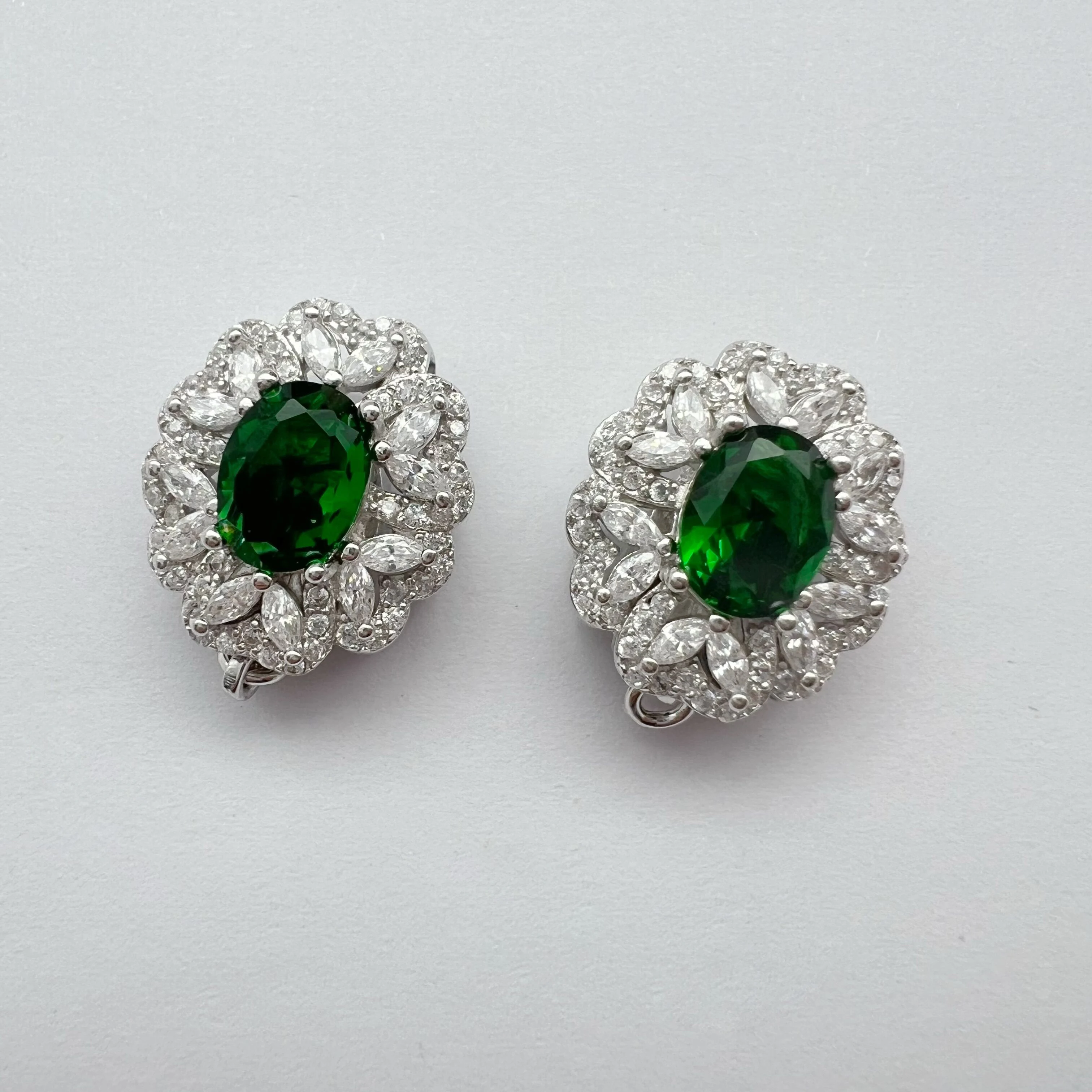 classy flower 925 sterling silver pearl clasps luxury necklace button fashion green zircon big vintage clasp jewelry connector