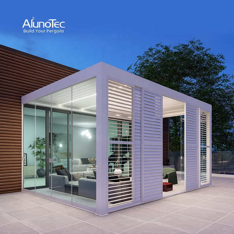 AlunoTec Heavy Duty Sun Louver Weather Proof  Vinyl Patio Veranda Purgola Roof Solar Pergola