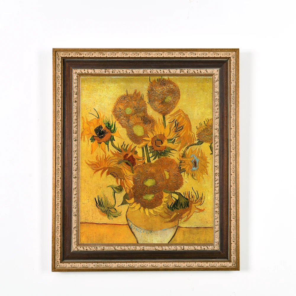 Custom Ornate Golden Canvas Art Oil Painting Frame Solid Wood Gold Painting Frames