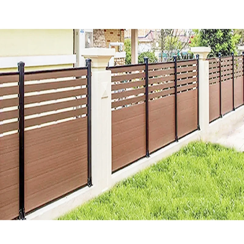 Easy instal outdoor wpc fence 1.8x1.8 home garden fence boards composite aluminum post wpc fence panels