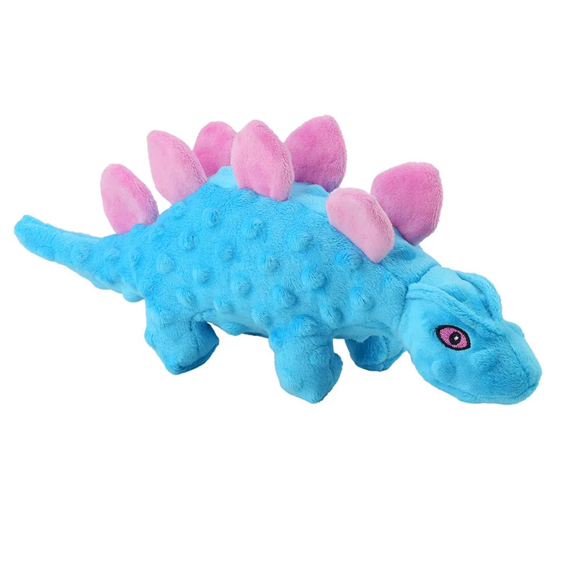 Fast Shipping Custom 33CM Green Blue Dinosaur Design TPR Rubber Ball Inside Pet Plush Dog Soft Weighted Squeaky Chew Toy