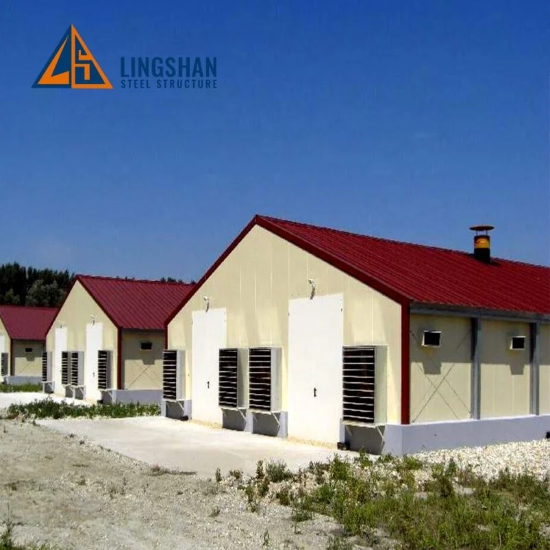 Low cost modern prefabricated poultry farm building steel chicken house trusses for sale  in mississippi