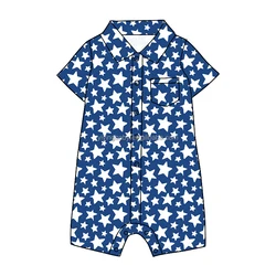 2022 hot sale custom Print Short Sleeve Polo Romper Super Soft  with Snaps  Baby and Kid