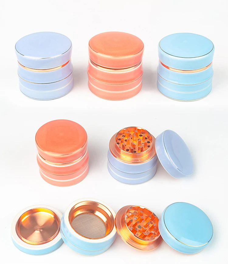 New Logo Engraved Metal Herbal Grinder Portable Spice Grinders Rolling Paper Bulk Herb Grinder Wholesale Smoking