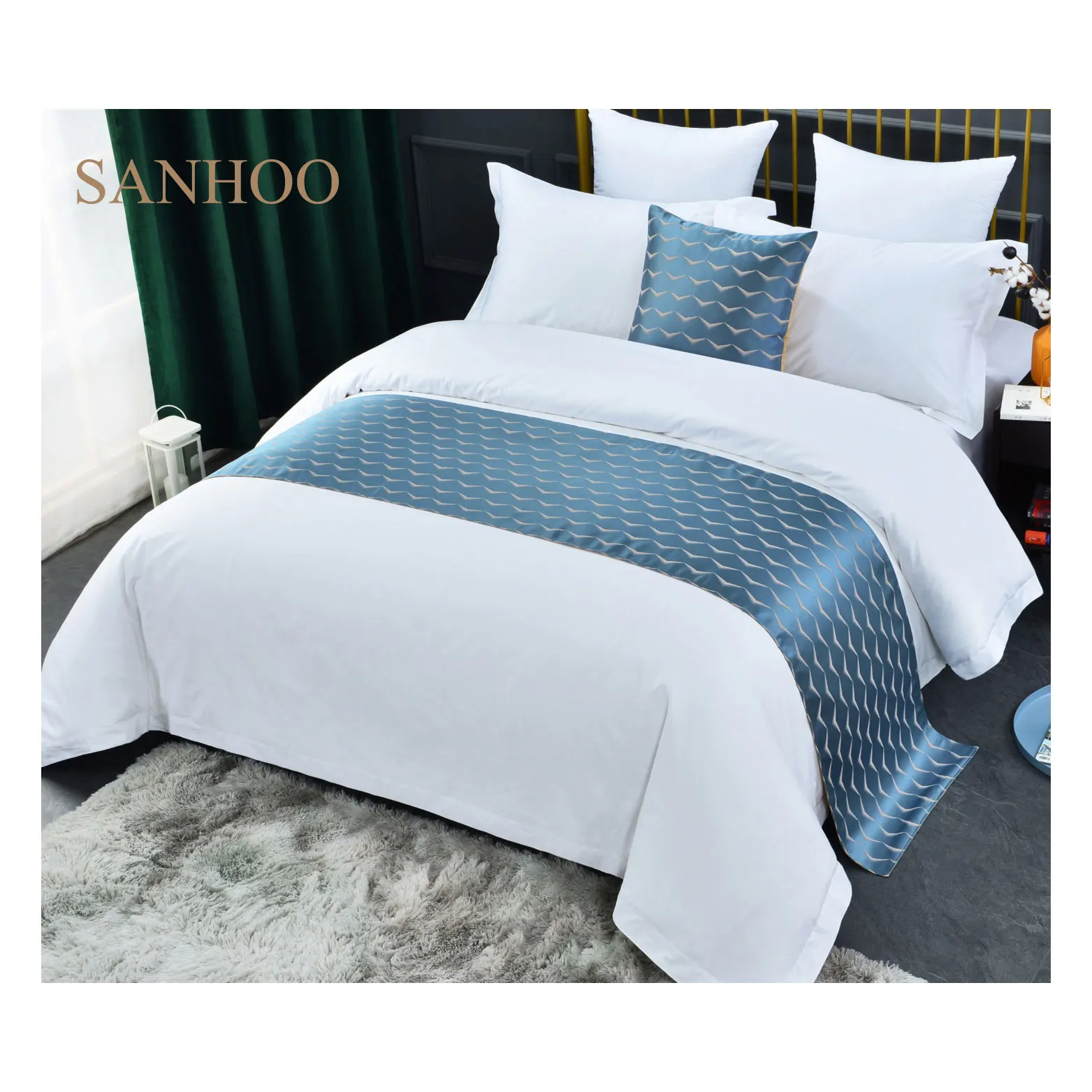 SANHOO Single Size Bedding Cover Decoration 5 Star Hotel Throw Blanket Scarves Bed Runner Luxury