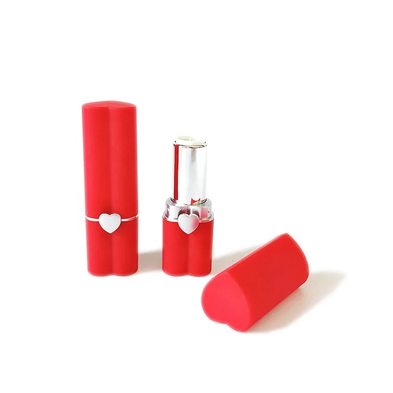 
Shantou Luxury High Quality Plastic Customised Matt Red Heart Lipstick Tube 