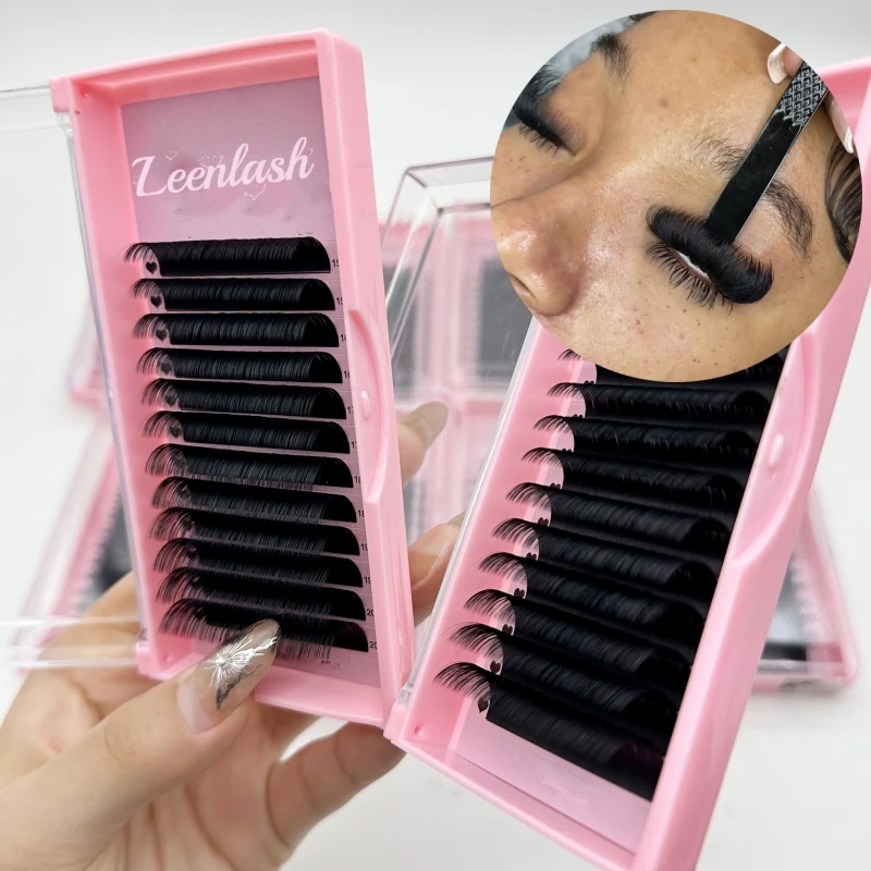 Private Label Eyelash Extension 8-25mm Lash Tray Wholesale Dark Matte Cashmere 0.03 05 07 Mega Volume Lash Extension Supplies
