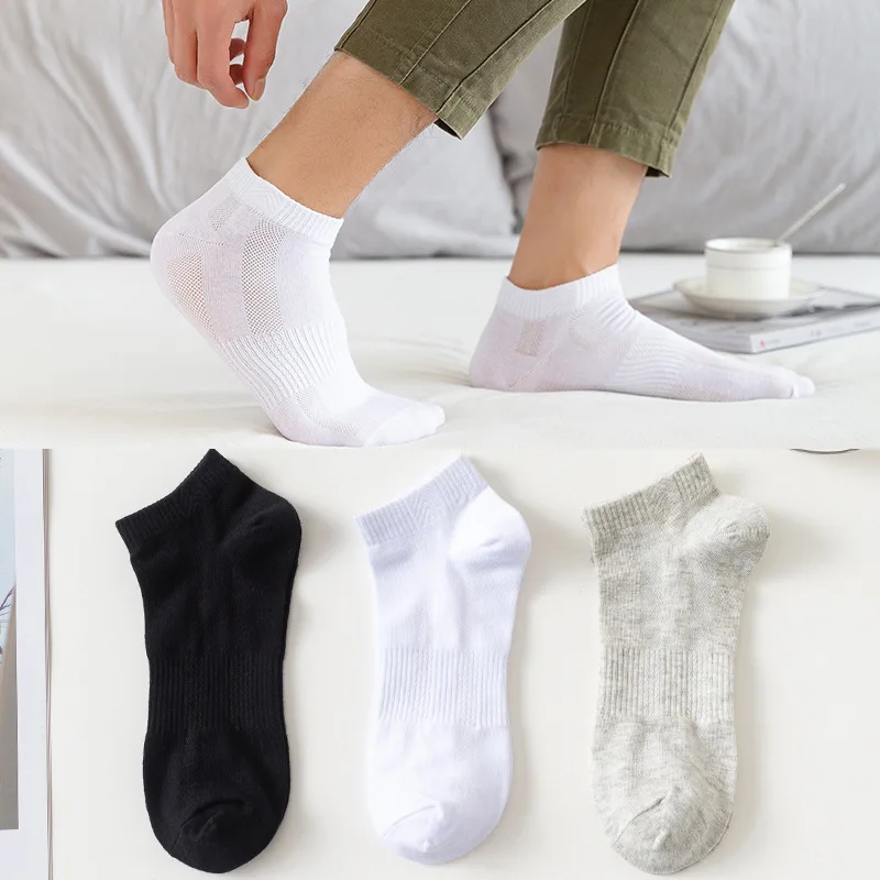 Black Ankle Socks Custom Non Slip Bamboo Cotton Socks White Ankle Socks