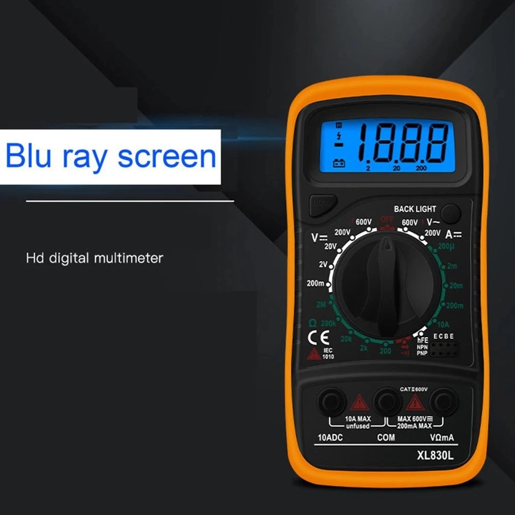 Портативный мультиметр XL830L с ЖК-подсветкой амперметр переменного/постоянного тока вольтметр Омметр тестер напряжения ручной цифровой