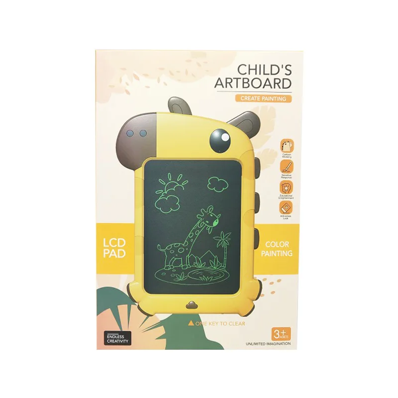 2023 hot selling graffiti lovely cartoon giraffe writing board lcd drawing board toys baby educational painting toy for kids
