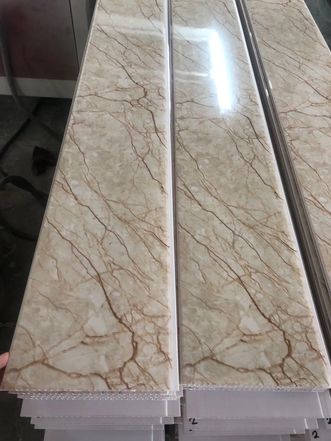 Wholesale PVC Ceiling Panel hot Stamping PVC panel faux marble design for shower room